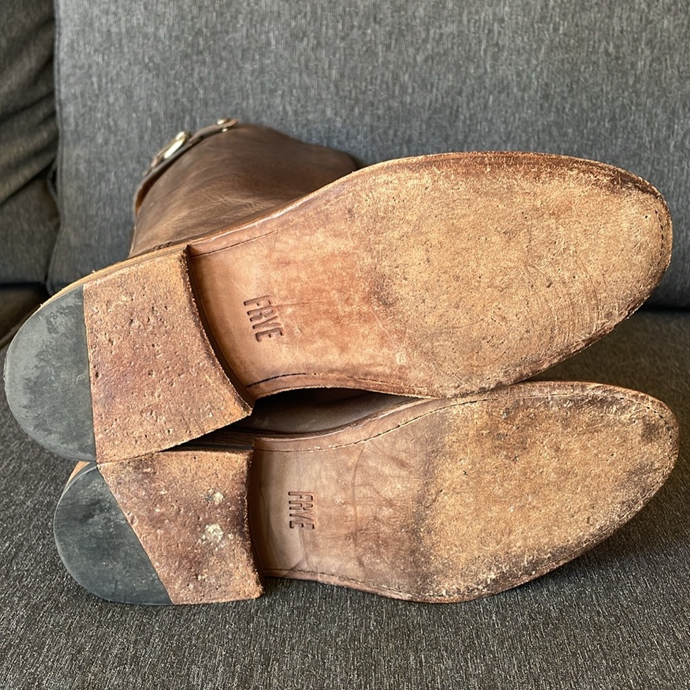 FRYE Jayden riding boots long brown oiled leather size US 8 - Picture 10 of 13